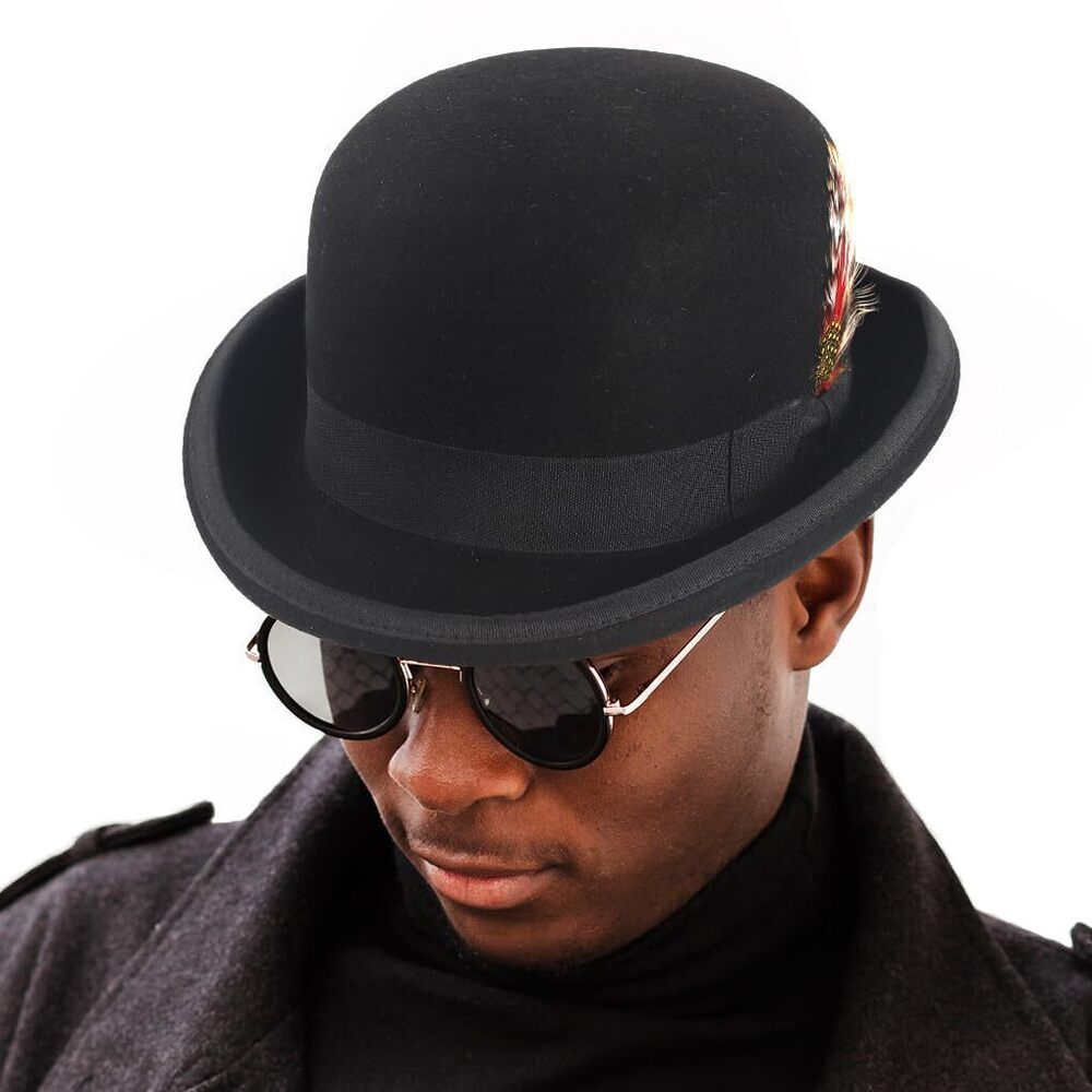 8778 Wool Fedora Hats Short Brim Felt Bowler Hat